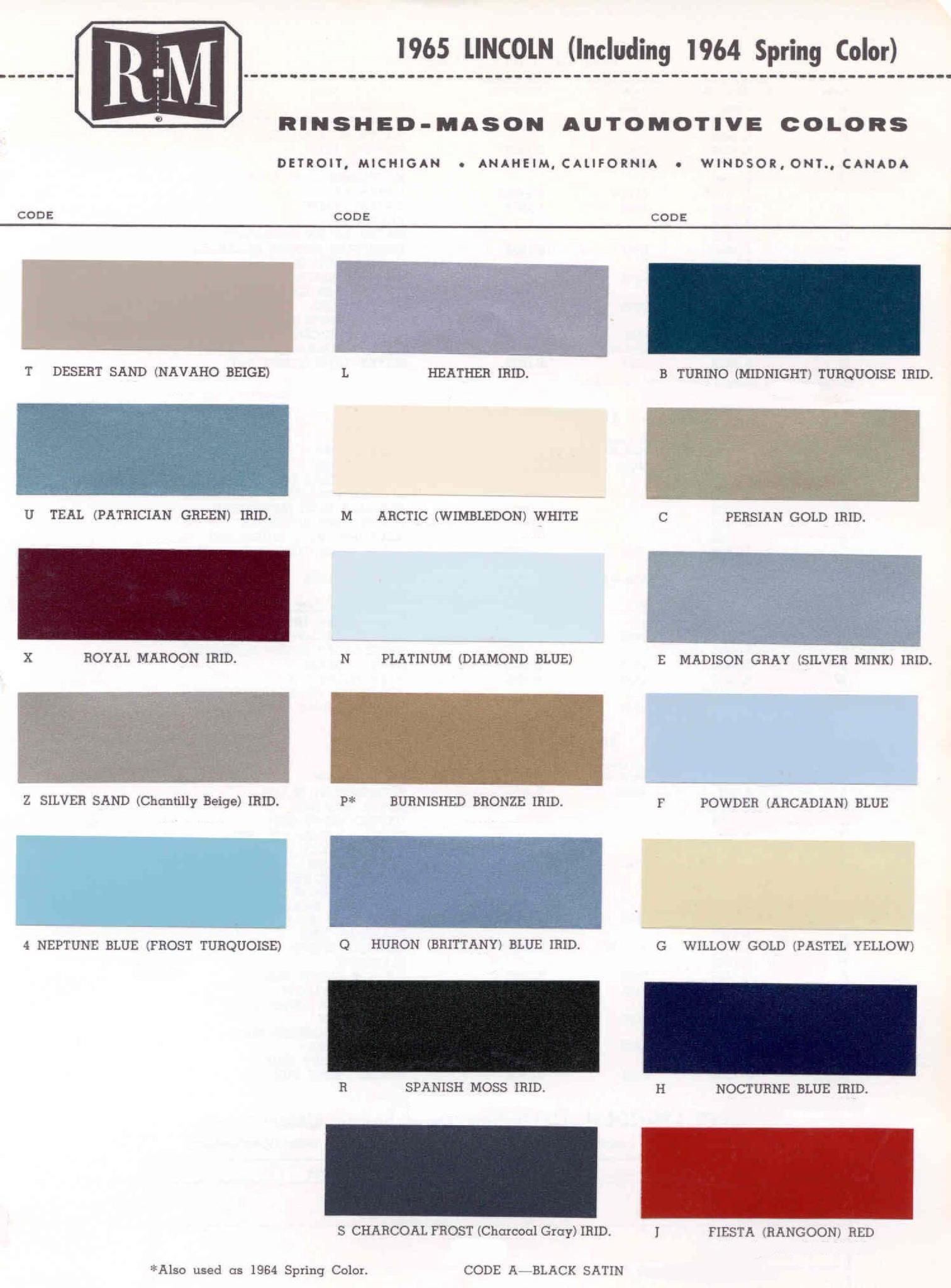 Paint Colors used on the Exterior of Lincoln