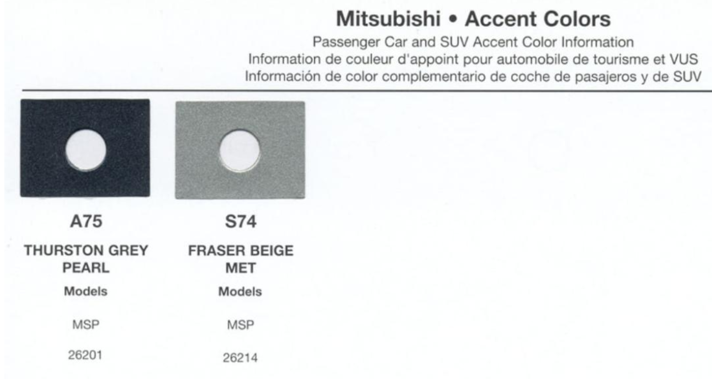 U17 Color Code Mitsubishi Paint Codes & Color Charts