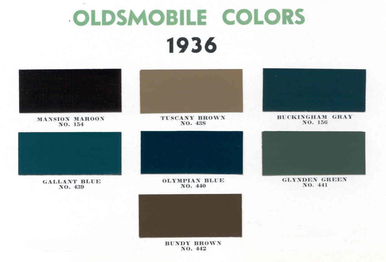 Oldsmobile Paint & Color Code Chart