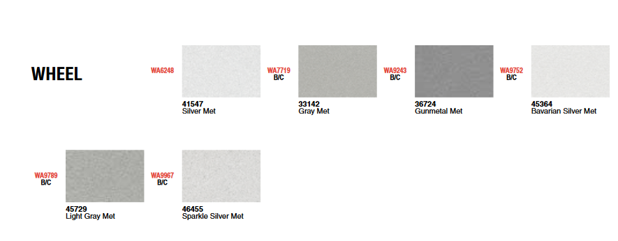 wheel paint codes