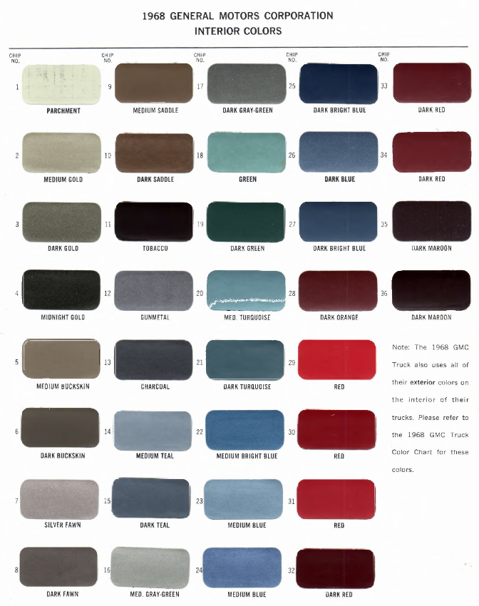 Interior Color & Code Paint Chart