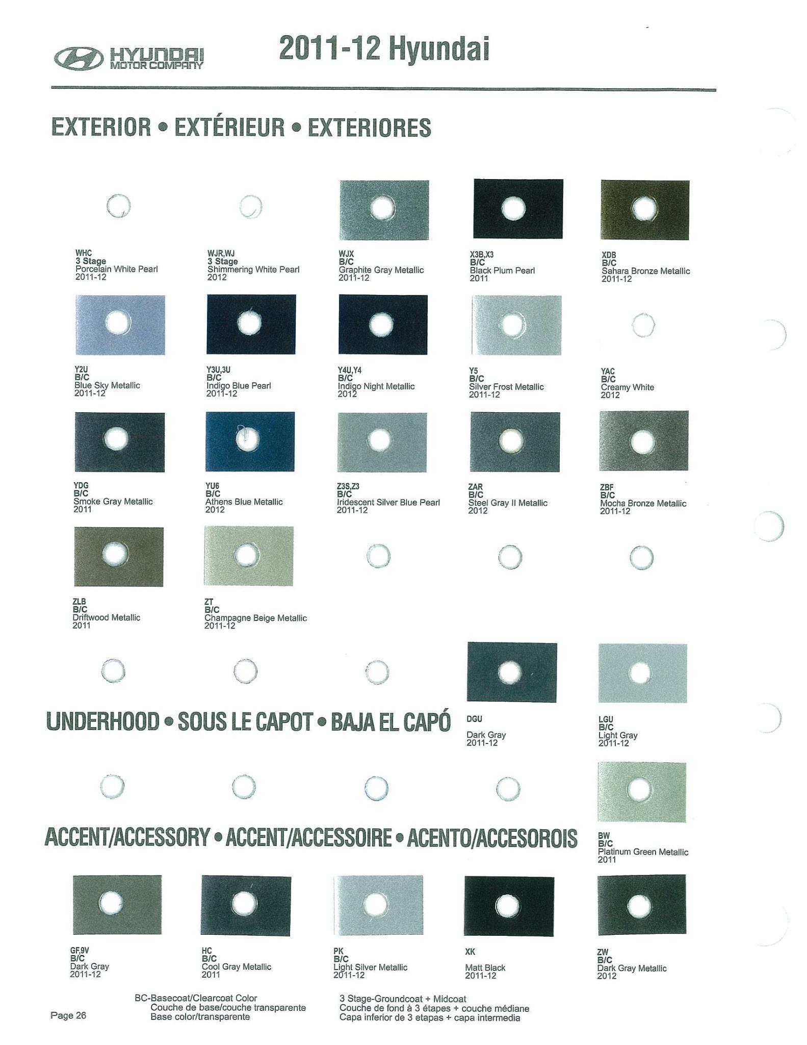 Hyundai Paint Codes & Color Charts