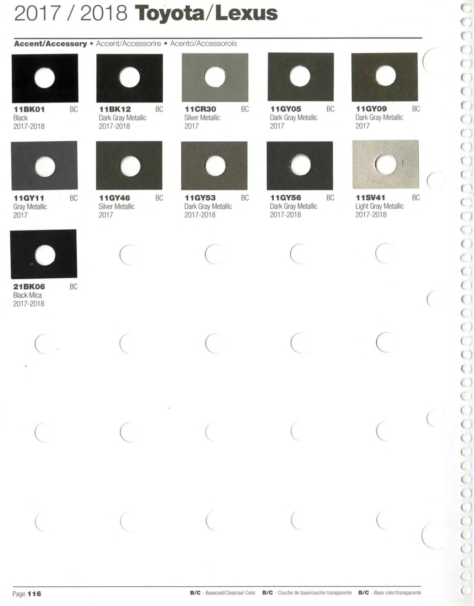 Toyoto / Lexus Paint Code and Color Chart