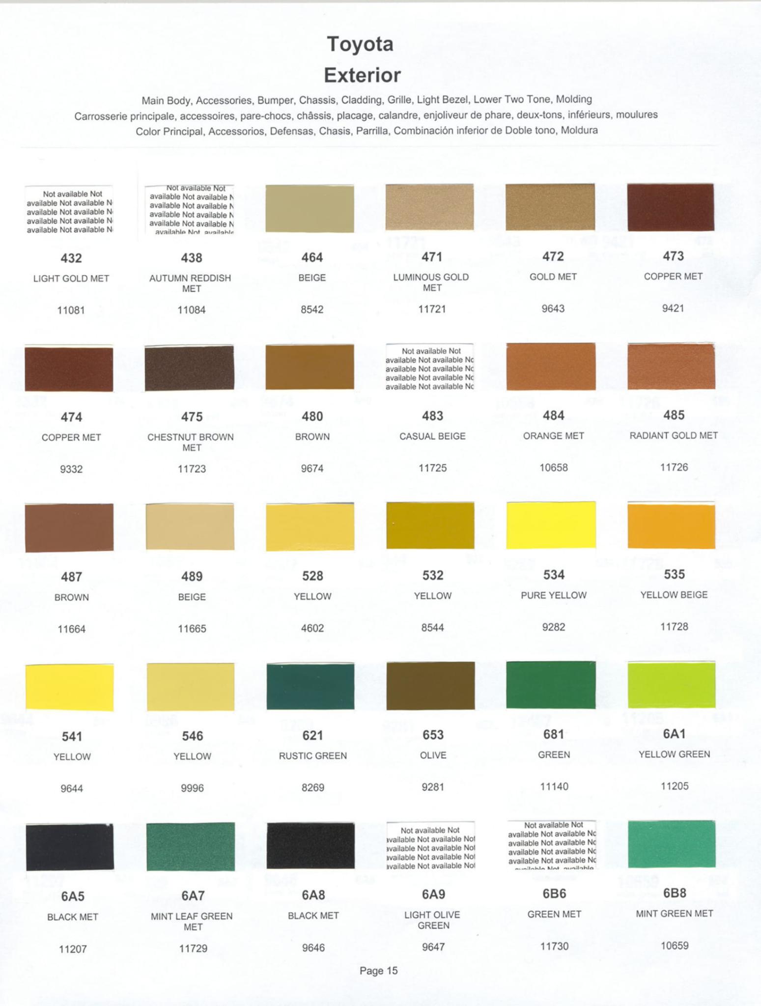 Toyota Paint Codes, Toyota Color Chart